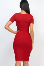 Load image into Gallery viewer, Bodycon Dress- Red Ribbed Bodycon Midi Dress

