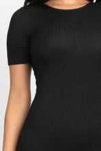Load image into Gallery viewer, Bodycon Dress-Black Ribbed Bodycon Midi Dress
