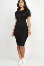 Load image into Gallery viewer, Bodycon Dress-Black Ribbed Bodycon Midi Dress
