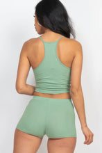 Load image into Gallery viewer, Womens Shorts Set-Ribbed Crop Cami Top &amp; Shorts Set
