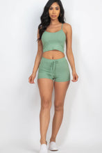 Load image into Gallery viewer, Womens Shorts Set-Ribbed Crop Cami Top &amp; Shorts Set
