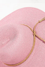 Load image into Gallery viewer, Womens Hats-Pink Fame Straw Braided Rope Strap Fedora Hat
