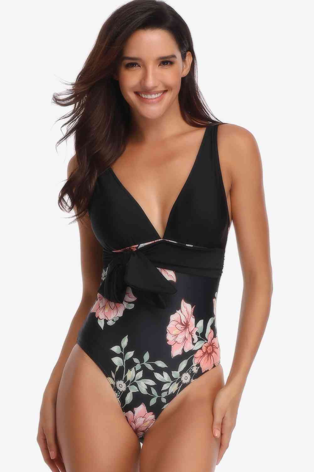 Womens Swimsuit-Floral Tied One-Piece Swimsuit | swimsuit