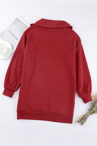 Womens Mini Dress-Half Zip Dropped Shoulder Mini Sweatshirt Dress | Dress