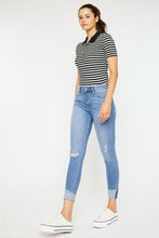 Load image into Gallery viewer, Kancan Distressed Cat&#39;s Whiskers Button Fly Jeans | Blue Jeans
