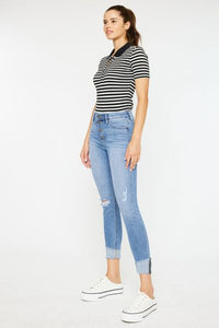 Kancan Distressed Cat's Whiskers Button Fly Jeans | Blue Jeans