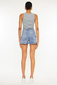 Blue Jean Shorts-Kancan Distressed Raw Hem Blue Denim Shorts | Jean Shorts