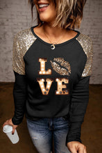 Load image into Gallery viewer, Womens Blouse-LOVE Graphic Sequin Long Sleeve T-Shirt | Tops/Blouses &amp; Shirts
