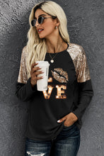 Load image into Gallery viewer, Womens Blouse-LOVE Graphic Sequin Long Sleeve T-Shirt | Tops/Blouses &amp; Shirts
