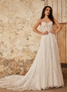 Lace Beach Wedding Dress-A Line Beach Wedding Dress | Detachable Sleeves | Wedding Dresses