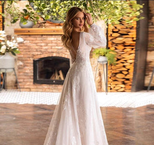 Lace Beach Wedding Gown Puff Sleeves Broke Girl Philanthropy