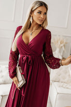 Load image into Gallery viewer, Womens Maxi Dress-Lace Detail Surplice Tie-Waist Maxi Dress | Dress
