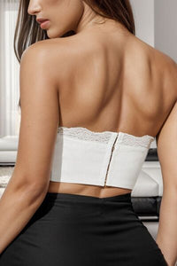 Womens Tube Top-Lace Detail Opaque Tube Top