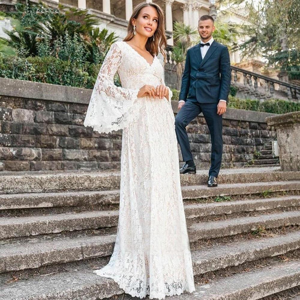 Bohemian Wedding Dress-Lace Beach Wedding Dress | Wedding Dresses