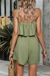 Womens Romper-Layered Smocked Strapless Romper | Dress