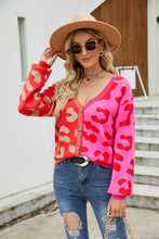 Load image into Gallery viewer, Womens Sweater-Leopard Button Up Dropped Shoulder Cardigan | sweater
