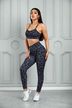 Load image into Gallery viewer, Womens Activewear-Leopard Cutout Sports Bra and Leggings Set | Activewear/Activewear Sets
