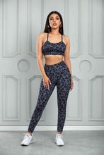 Load image into Gallery viewer, Womens Activewear-Leopard Cutout Sports Bra and Leggings Set | Activewear/Activewear Sets
