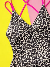 Load image into Gallery viewer, Womens Swimsuit-Leopard Plunge Spaghetti Strap One-Piece Swimwear
