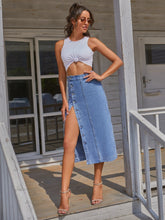 Load image into Gallery viewer, Womens Skirt-Long Denim Skirt | Button Down | Jeans
