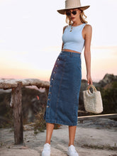 Load image into Gallery viewer, Womens Skirt-Long Denim Skirt | Button Down | Jeans
