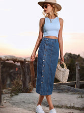 Load image into Gallery viewer, Womens Skirt-Long Denim Skirt | Button Down | Jeans
