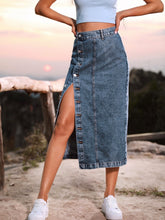 Load image into Gallery viewer, Womens Skirt-Long Denim Skirt | Button Down | Jeans
