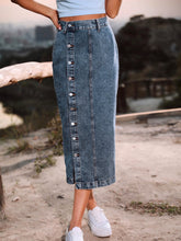 Load image into Gallery viewer, Womens Skirt-Long Denim Skirt | Button Down | Jeans
