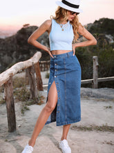 Load image into Gallery viewer, Womens Skirt-Long Denim Skirt | Button Down | Jeans
