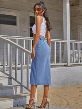 Load image into Gallery viewer, Womens Skirt-Long Denim Skirt | Button Down | Jeans
