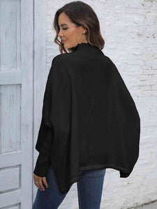 Womens Sweater-Simple Loose Hem Plain Sweater