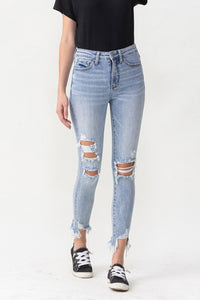 Lovervet Full Size Lauren Distressed High Rise Skinny Jeans | Blue Jeans