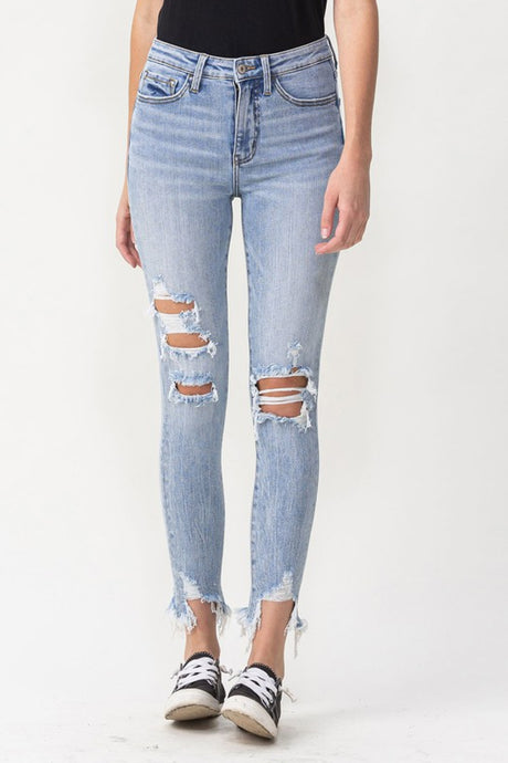 Lovervet Full Size Lauren Distressed High Rise Skinny Jeans | Blue Jeans