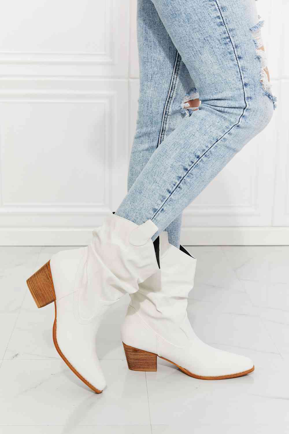 Womens Boots-MMShoes Better in Texas Scrunch Cowboy Boots in White | Shoes & Bags/Boots