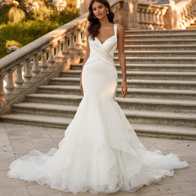 Mermaid Wedding Dress-V Neck Backless Bridal Gown | Wedding Dresses