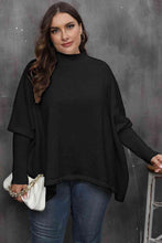 Load image into Gallery viewer, Womens Sweater-Mock Neck Raglan Sleeve Slit Sweater
