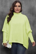 Load image into Gallery viewer, Womens Sweater-Mock Neck Raglan Sleeve Slit Sweater
