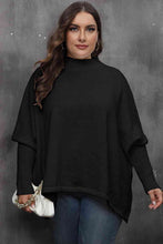 Load image into Gallery viewer, Womens Sweater-Mock Neck Raglan Sleeve Slit Sweater
