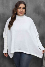 Load image into Gallery viewer, Womens Sweater-Mock Neck Raglan Sleeve Slit Sweater
