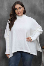 Load image into Gallery viewer, Womens Sweater-Mock Neck Raglan Sleeve Slit Sweater
