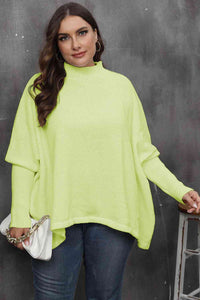 Womens Sweater-Mock Neck Raglan Sleeve Slit Sweater