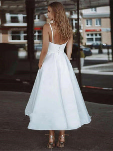 Short Wedding Dress-Simple Ankle-Length Beach Wedding Dress | Wedding & Bridal Party Dresses