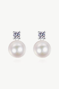 Moissanite Earrings-Moissanite Pearl Stud Earrings | moissanite earrings