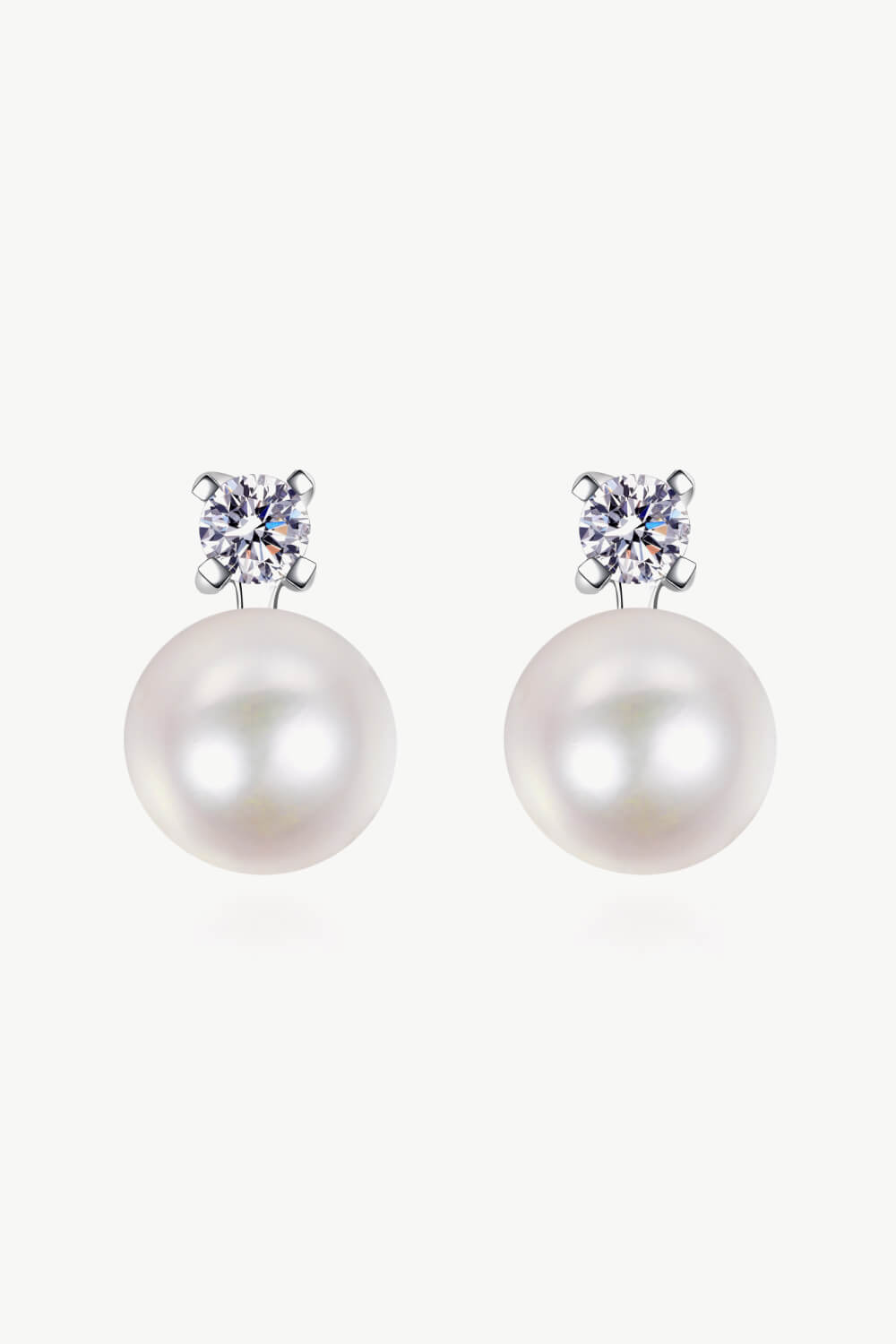 Moissanite Earrings-Moissanite Pearl Stud Earrings | moissanite earrings