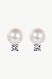 Moissanite Earrings-Moissanite Pearl Stud Earrings | moissanite earrings