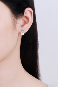 Moissanite Earrings-Moissanite Pearl Stud Earrings | moissanite earrings