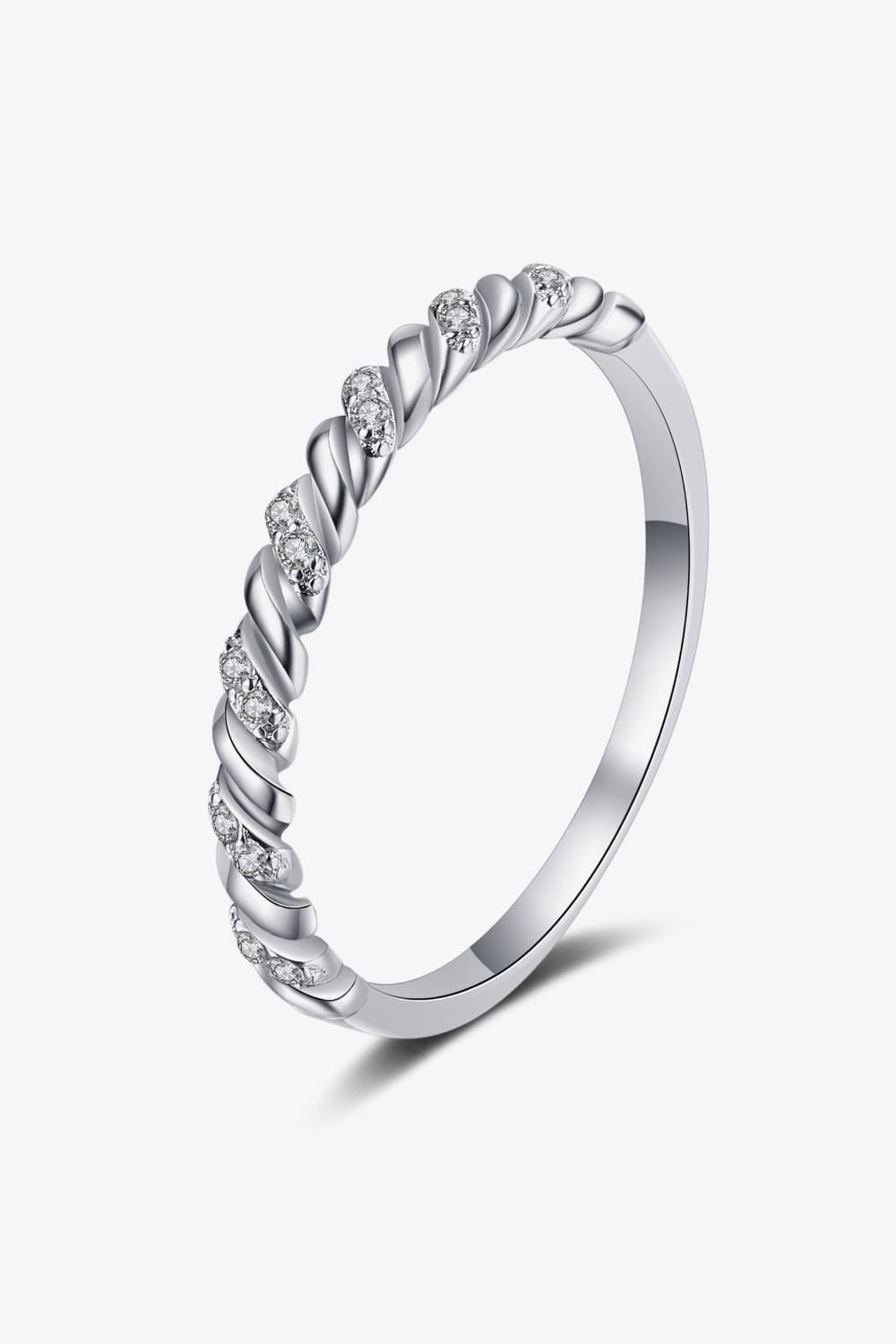 Moissanite Ring-Moissanite Rhodium-Plated Half-Eternity Ring | moissanite ring