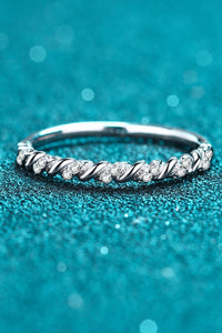 Moissanite Ring-Moissanite Rhodium-Plated Half-Eternity Ring | moissanite ring