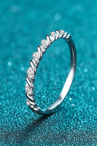 Moissanite Ring-Moissanite Rhodium-Plated Half-Eternity Ring | moissanite ring