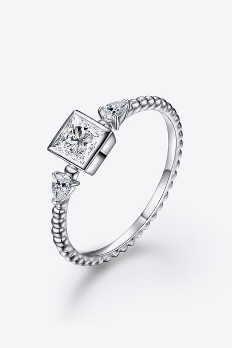 Moissanite Ring-Moissanite Square Shape 925 Sterling Silver Ring | moissanite ring